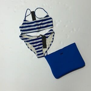 Triangl Swimwear Blue and White Striped Bikini
